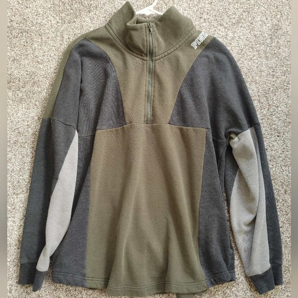 VS PINK colorblock quarter zip